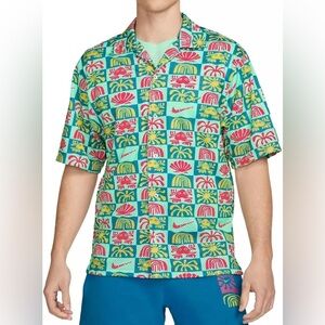 Men’s Nike Hawaiian Mesh Resort Camp Button Up Shirt | Size L